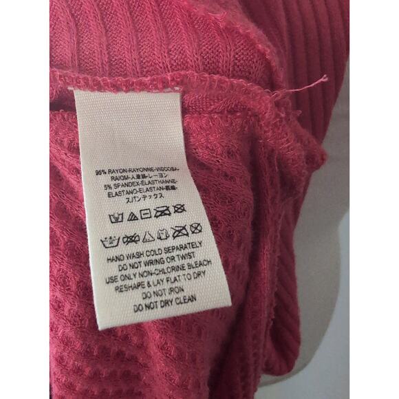 Free people Ventura thermal Y2K soft waffle knit coral scoop neck med top - Picture 6 of 7